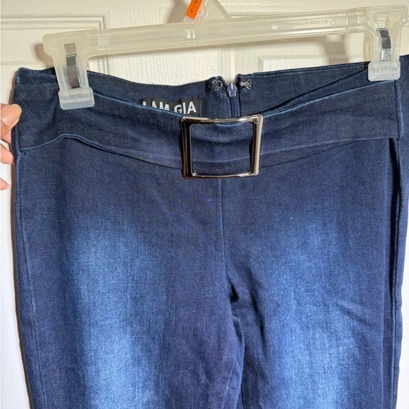 I AM GIA Dark Wash Belted Straight Leg Jeans | Trendy Y2K Style - Picture 4 of 5